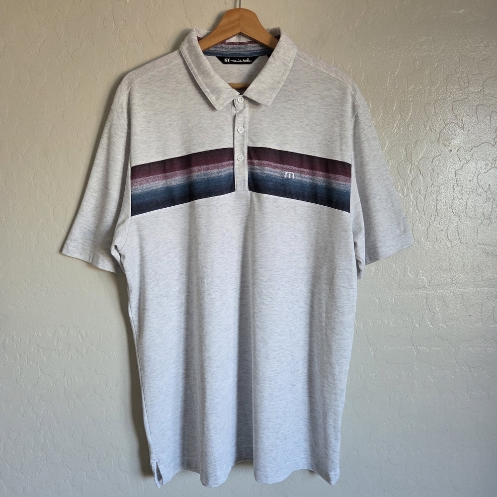 Travis Mathew Fredo Polo Shirt Brushstroke Gradient Grey Sz Men's XL Golf Preppy